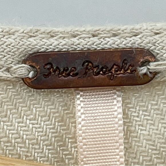 Free People Cream Linen Blend Boho Relaxed Fit Jumpsuit Size S Preppy Natural - Picture 13 of 16